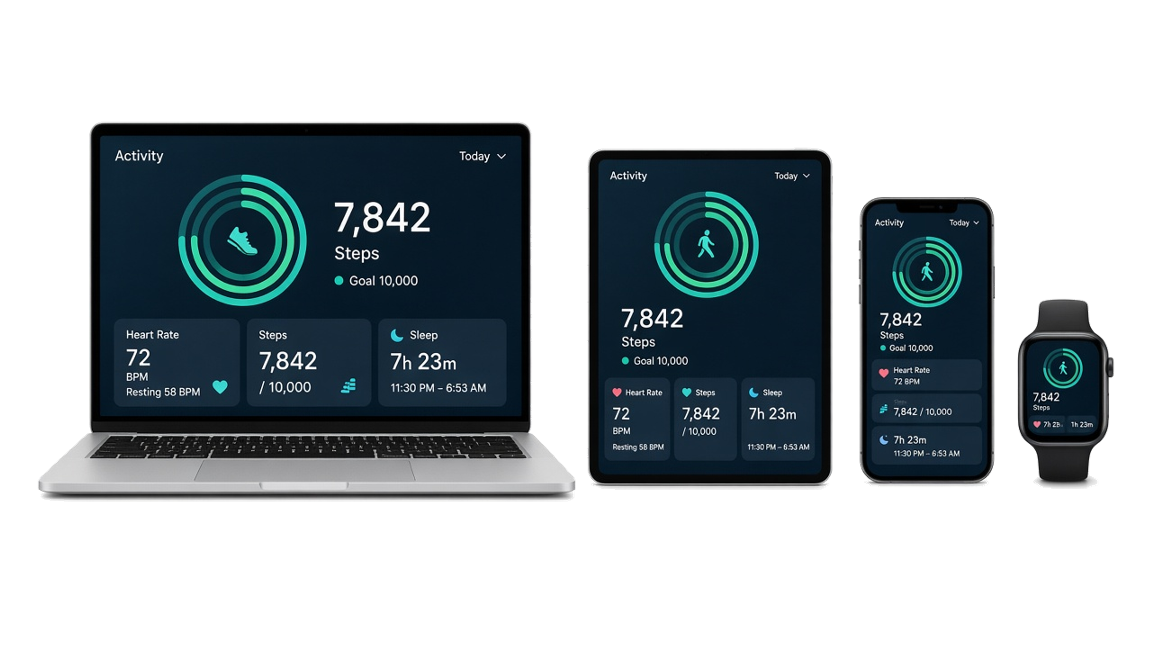 Connected wearable devices, dashboards, and companion apps