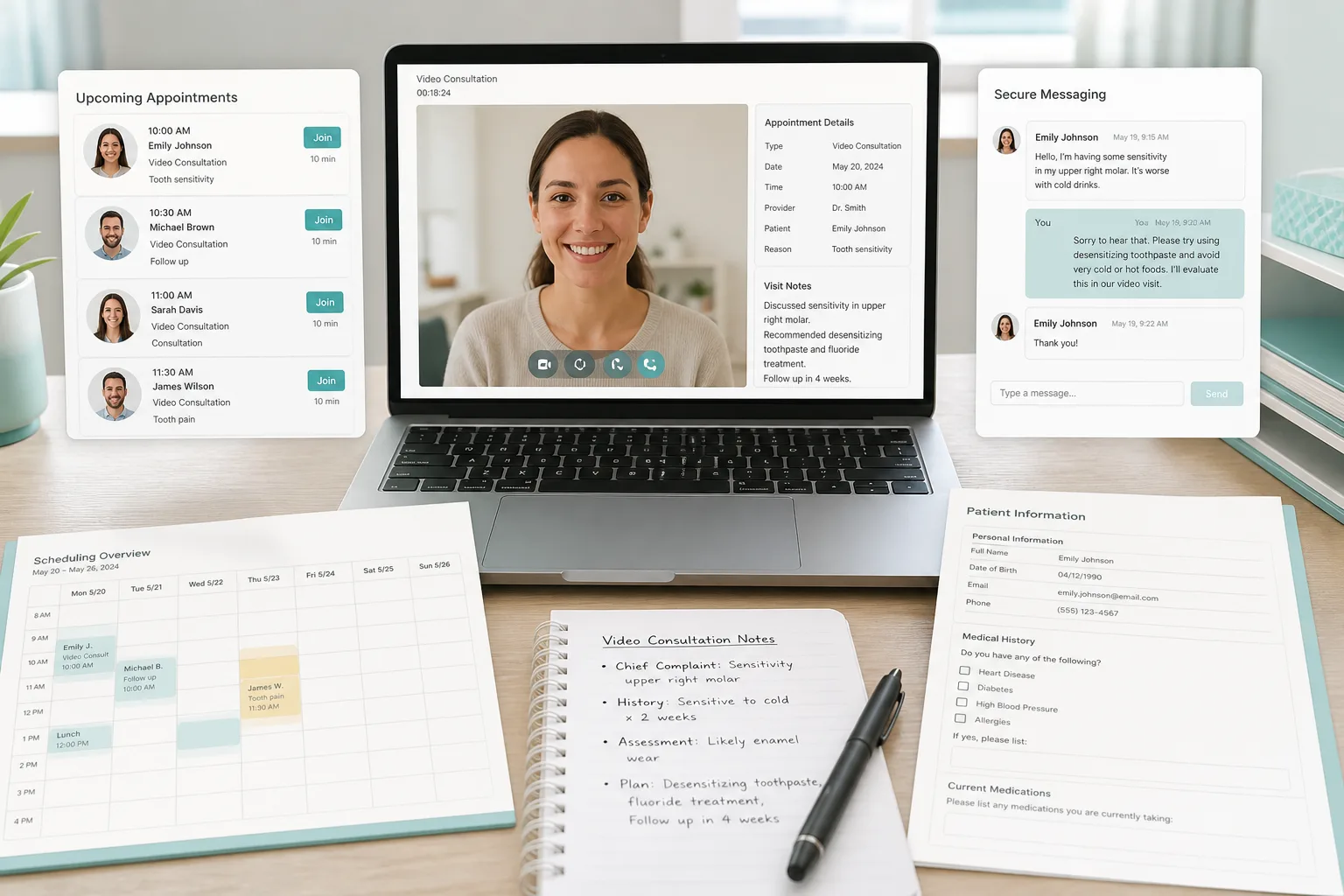 Teledentistry App Platform inspired dental care app software preview