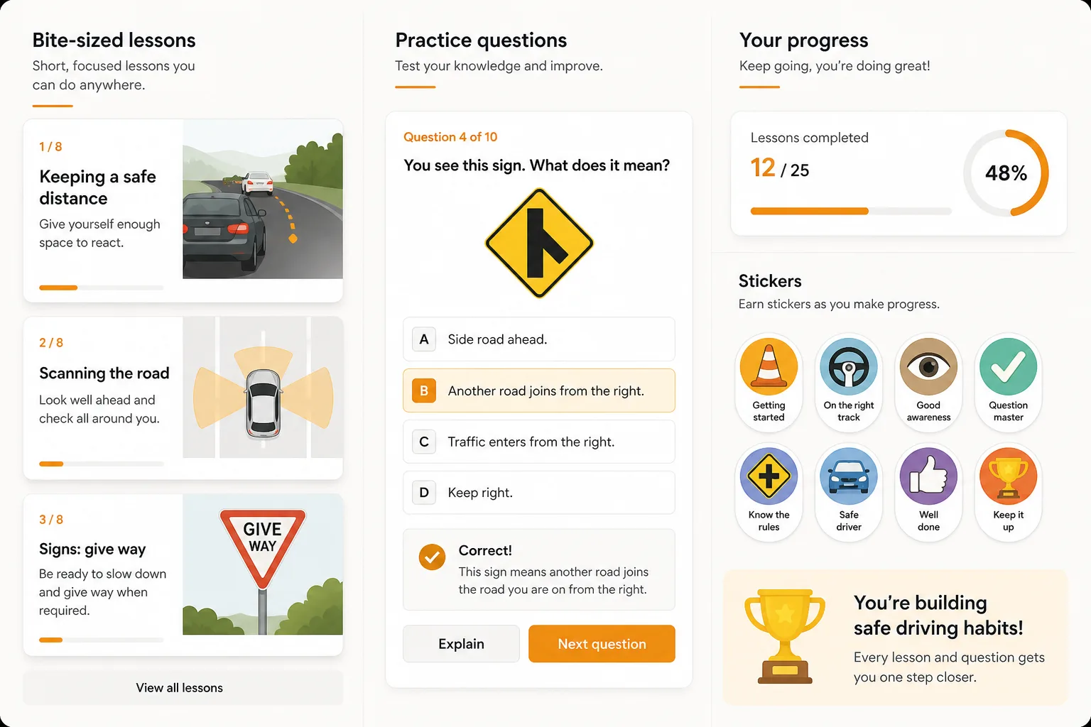 Apps Like Zutobi inspired driving school app preview