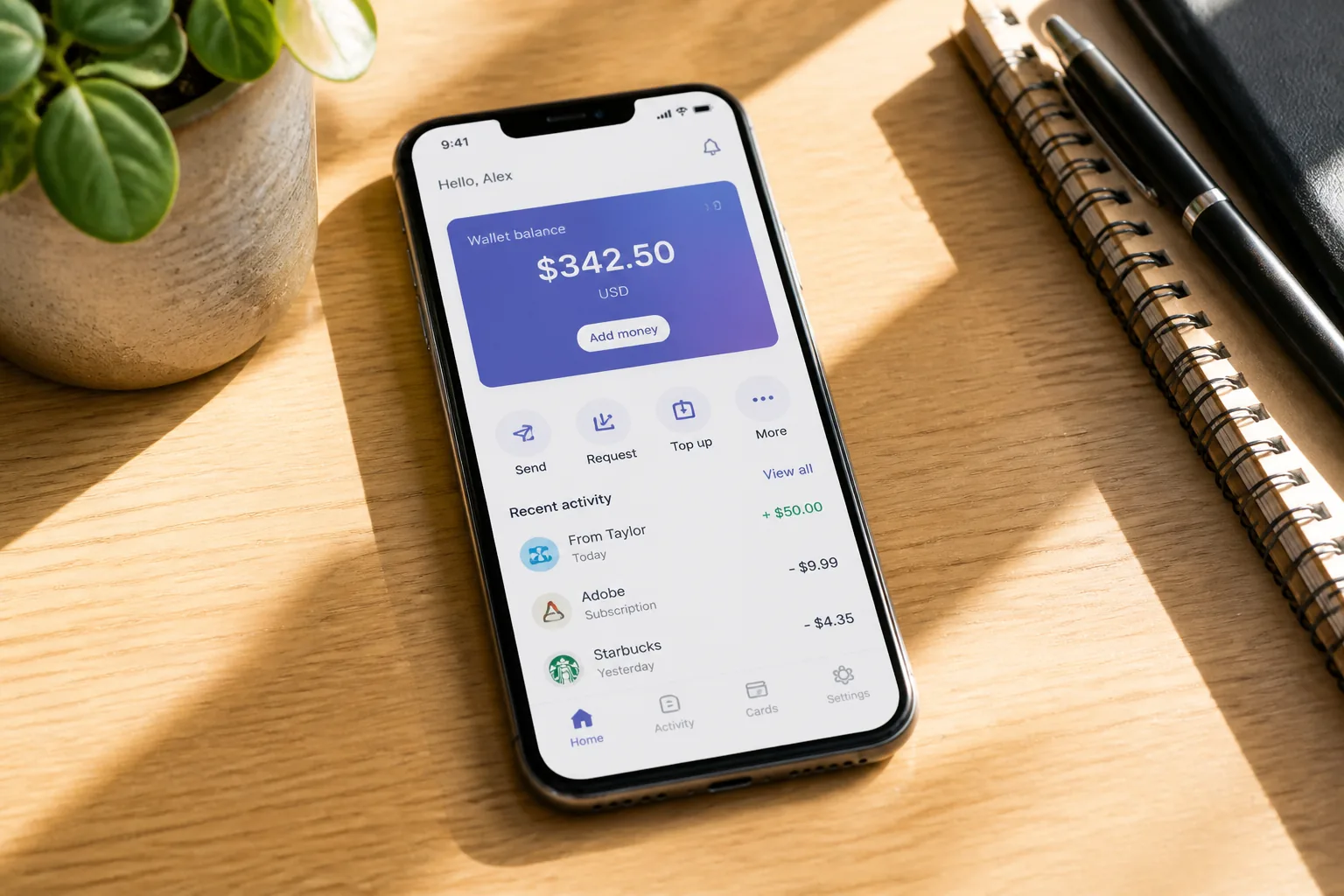 PayPal inspired ewallet app preview