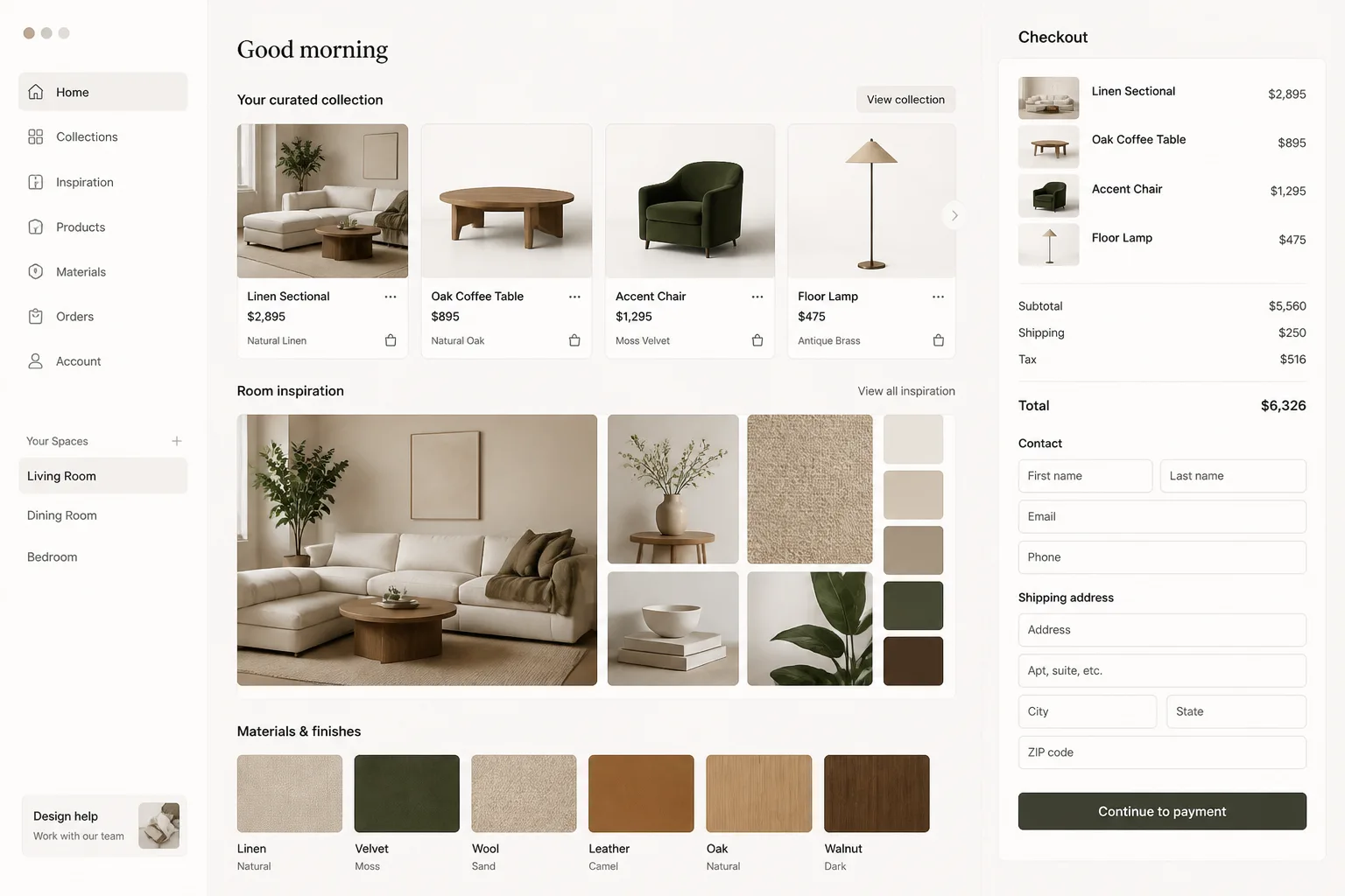 Apps Like West Elm inspired furniture app software preview