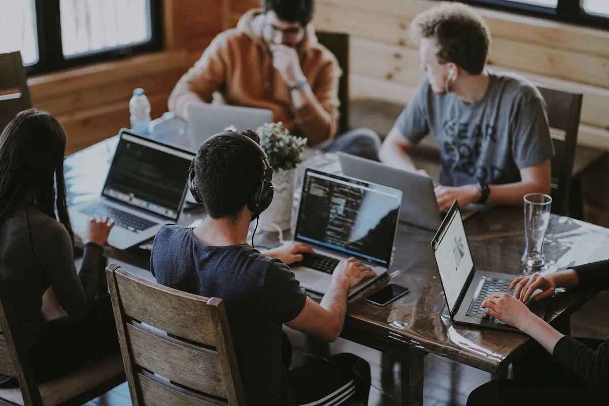 Product team collaborating on mobile app strategy in a modern US office