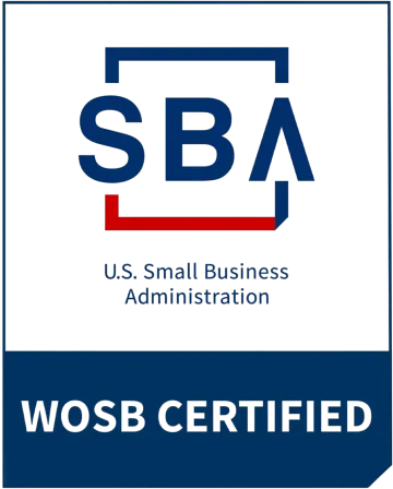 SBA logo with WOSB certified designation.