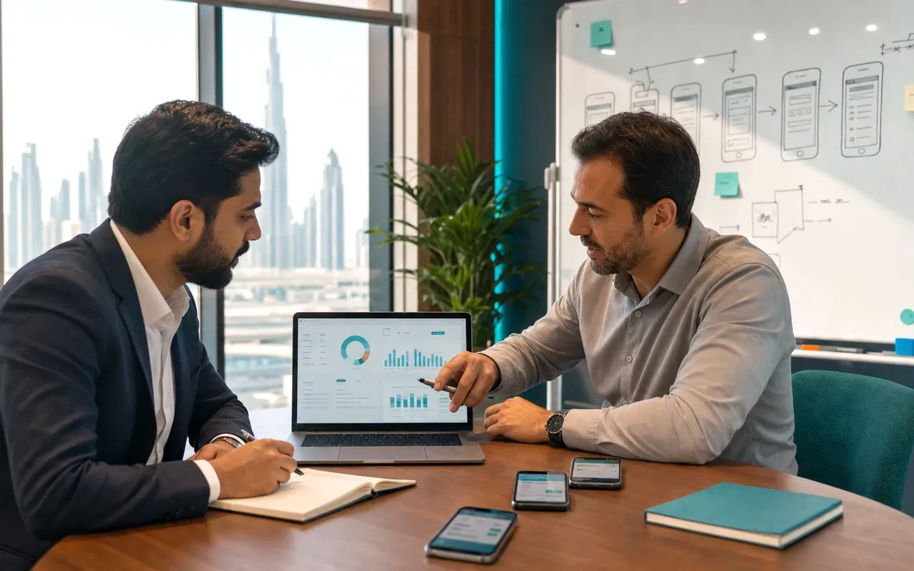 App maintenance specialists in Dubai reviewing mobile application health and performance