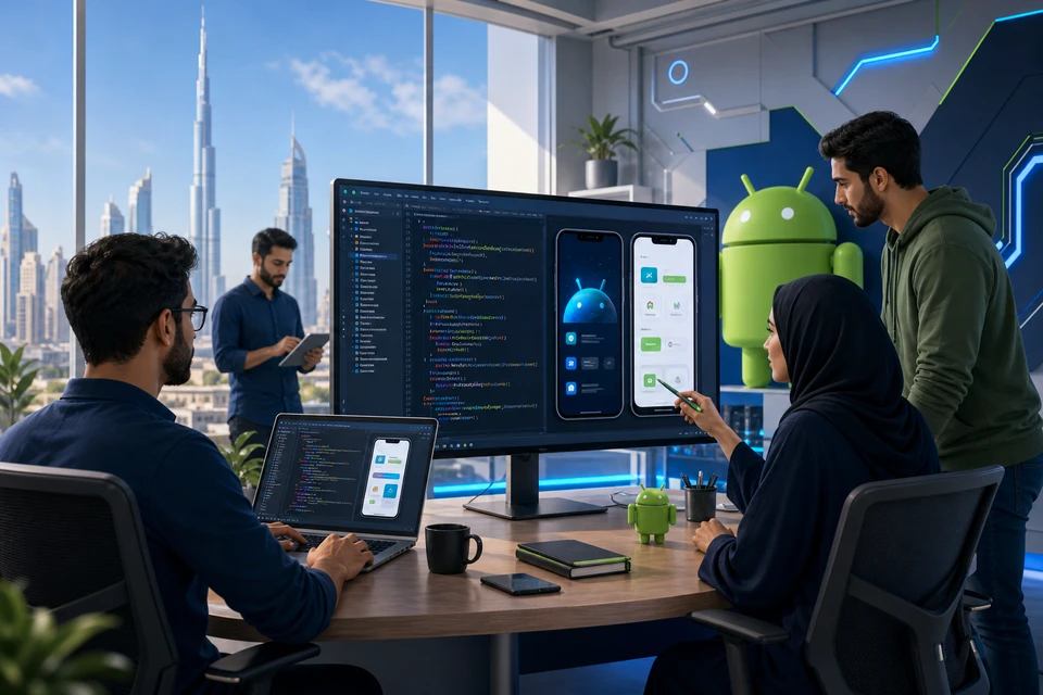 Android app developers in Dubai building a mobile application