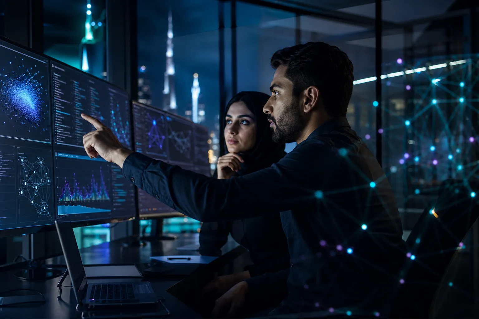 Dedicated AI developers collaborating on enterprise AI solutions in Dubai