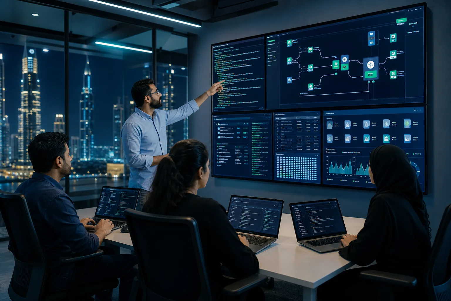 Dedicated DevOps engineers managing cloud infrastructure and deployment pipelines in Dubai