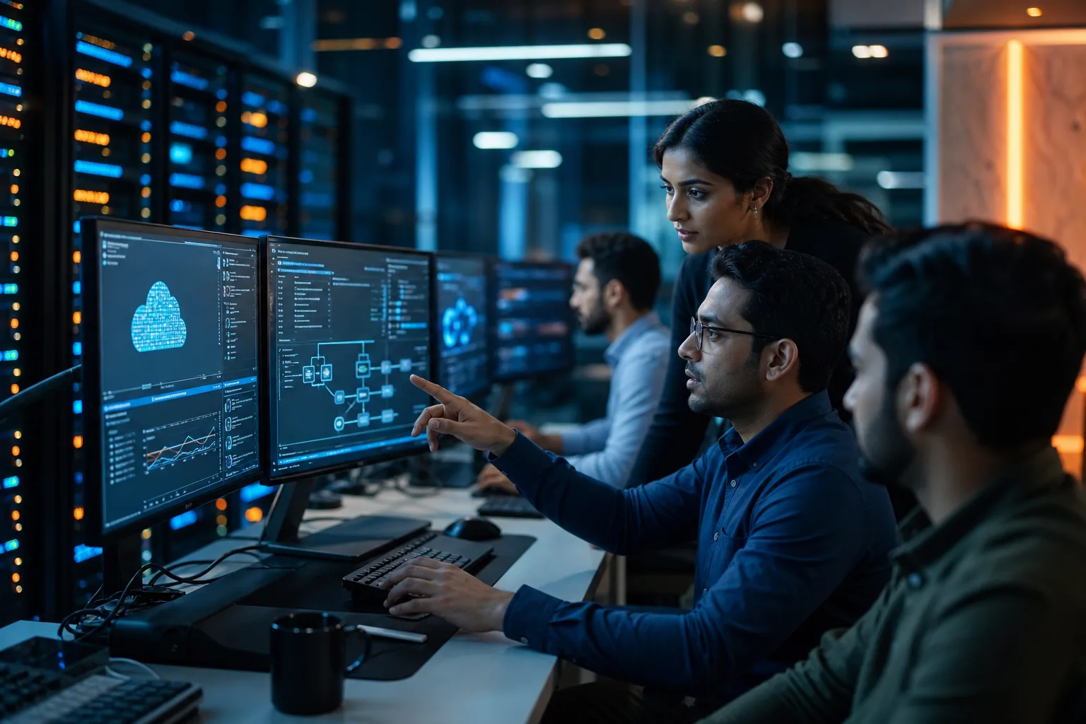 DevOps engineers managing cloud infrastructure and Kubernetes clusters at Techanic Infotech Dubai
