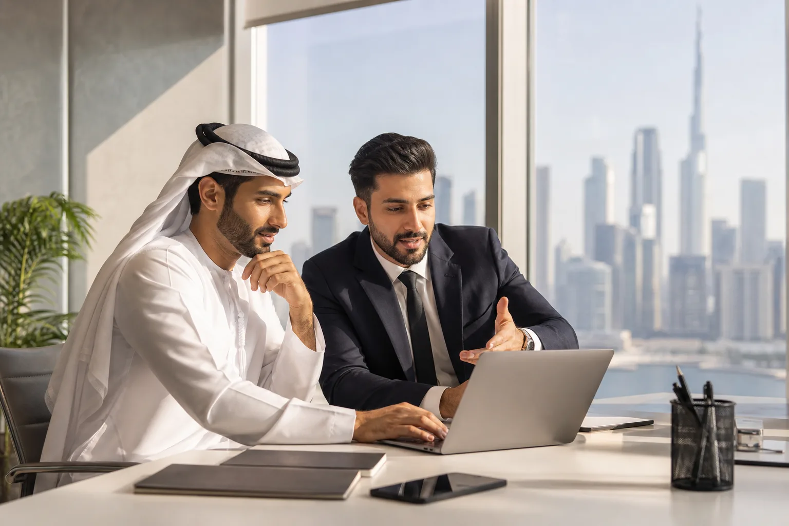Business team hiring dedicated web developers in Dubai for a custom web application