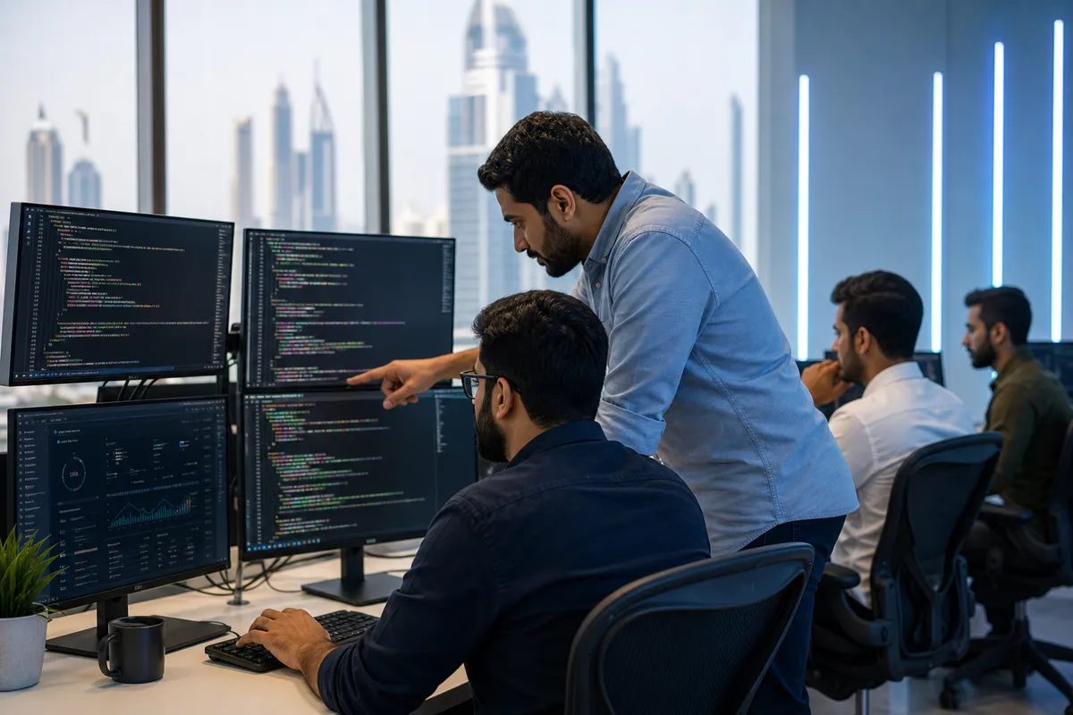 Dedicated web development team collaborating on enterprise web applications in Dubai
