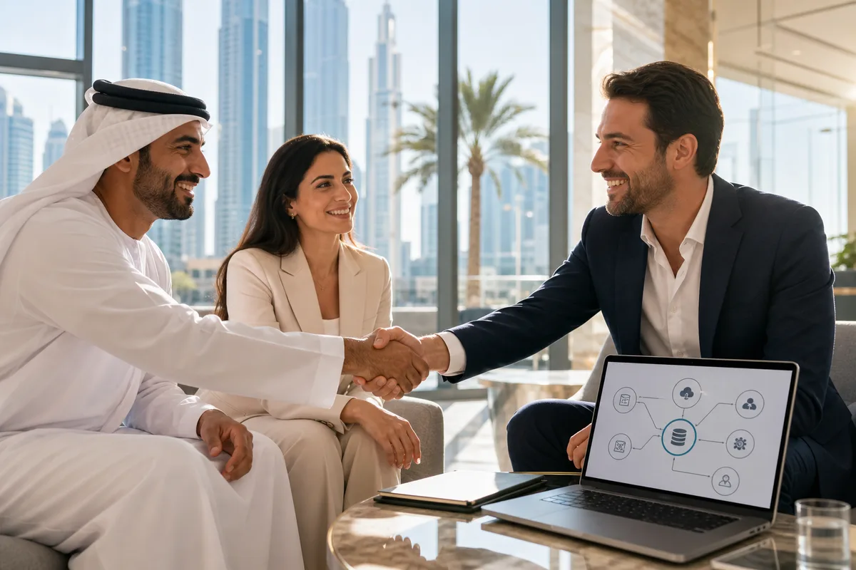AI integration engineers connecting generative AI into a Dubai business system