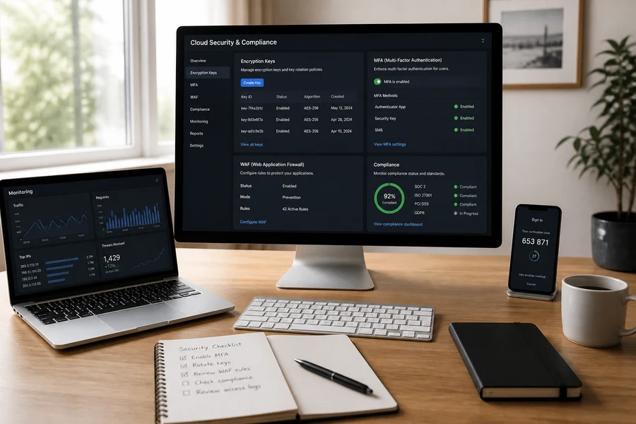 Cloud security with encryption identity controls and threat detection in Dubai