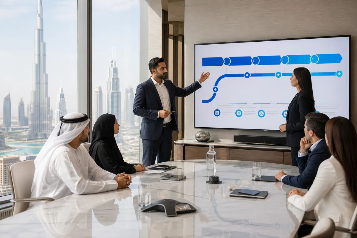 CRM engineers planning a custom customer relationship platform for a Dubai business