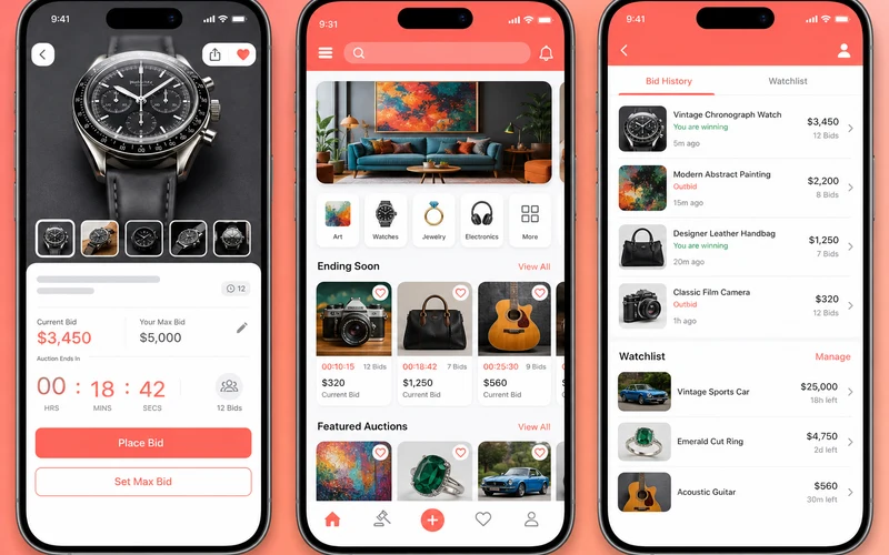 eBay inspired auction app app preview