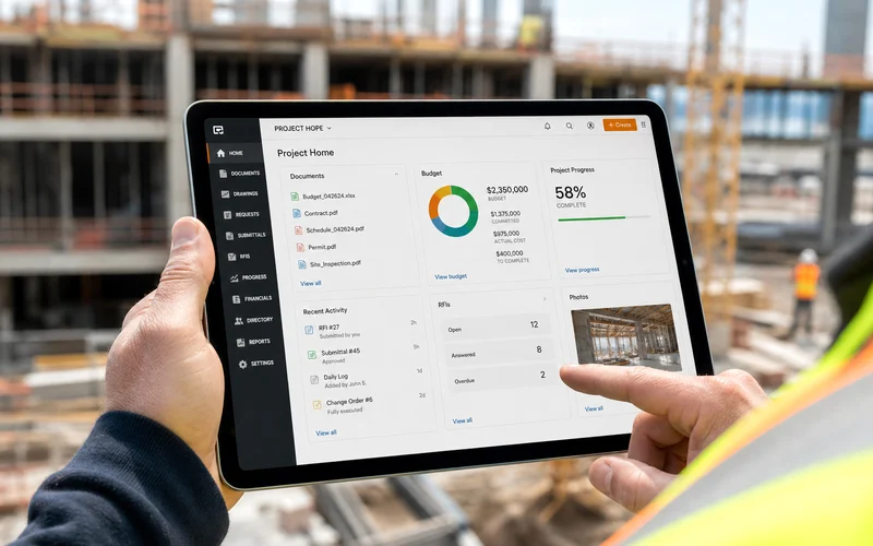 Procore inspired construction software app preview