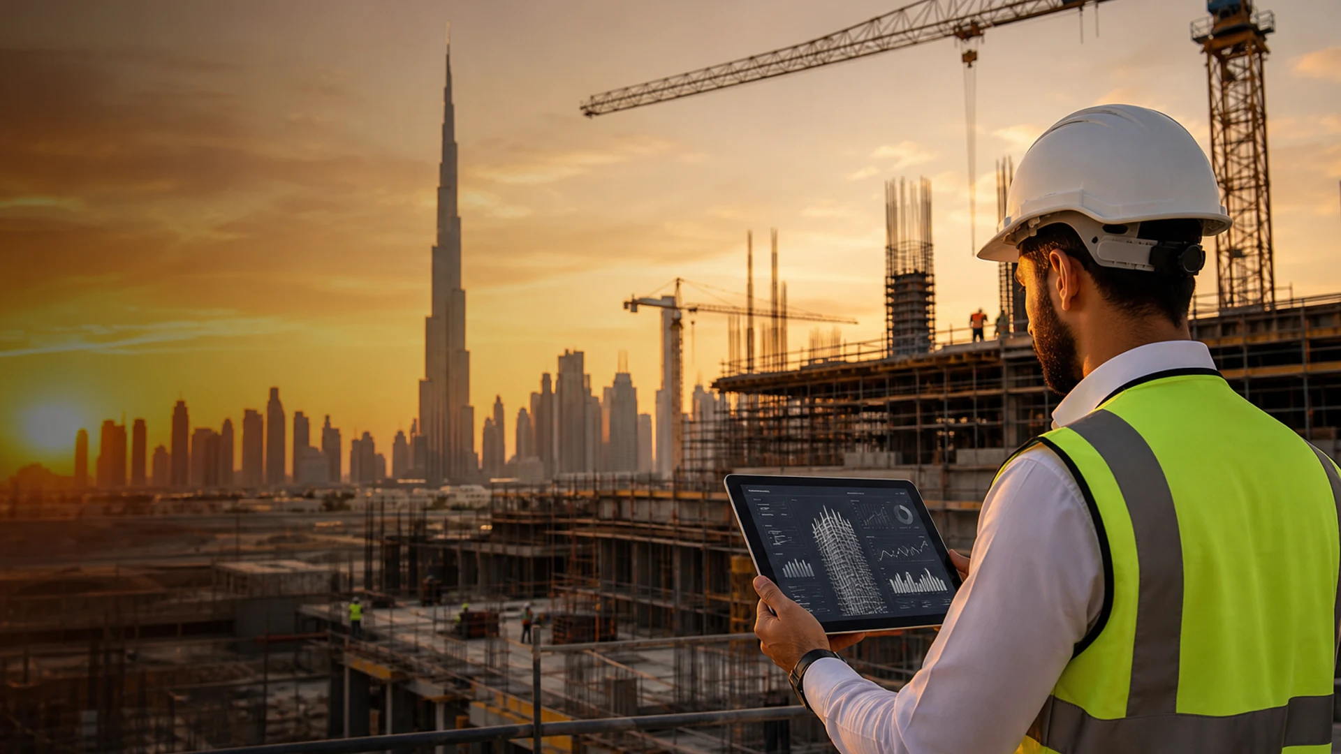 Construction software development company in Dubai UAE building project management workforce tracking equipment monitoring and construction ERP platforms