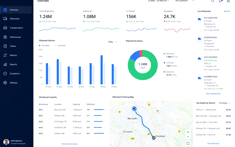Delhivery inspired courier delivery app preview
