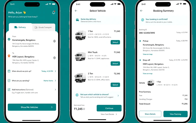 Porter inspired courier delivery app preview