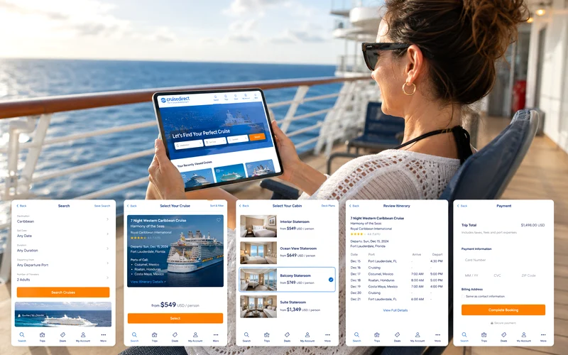 CruiseDirect inspired cruise booking app preview