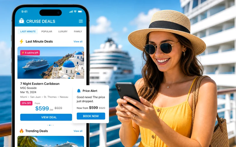 Vacations To Go inspired cruise booking app preview