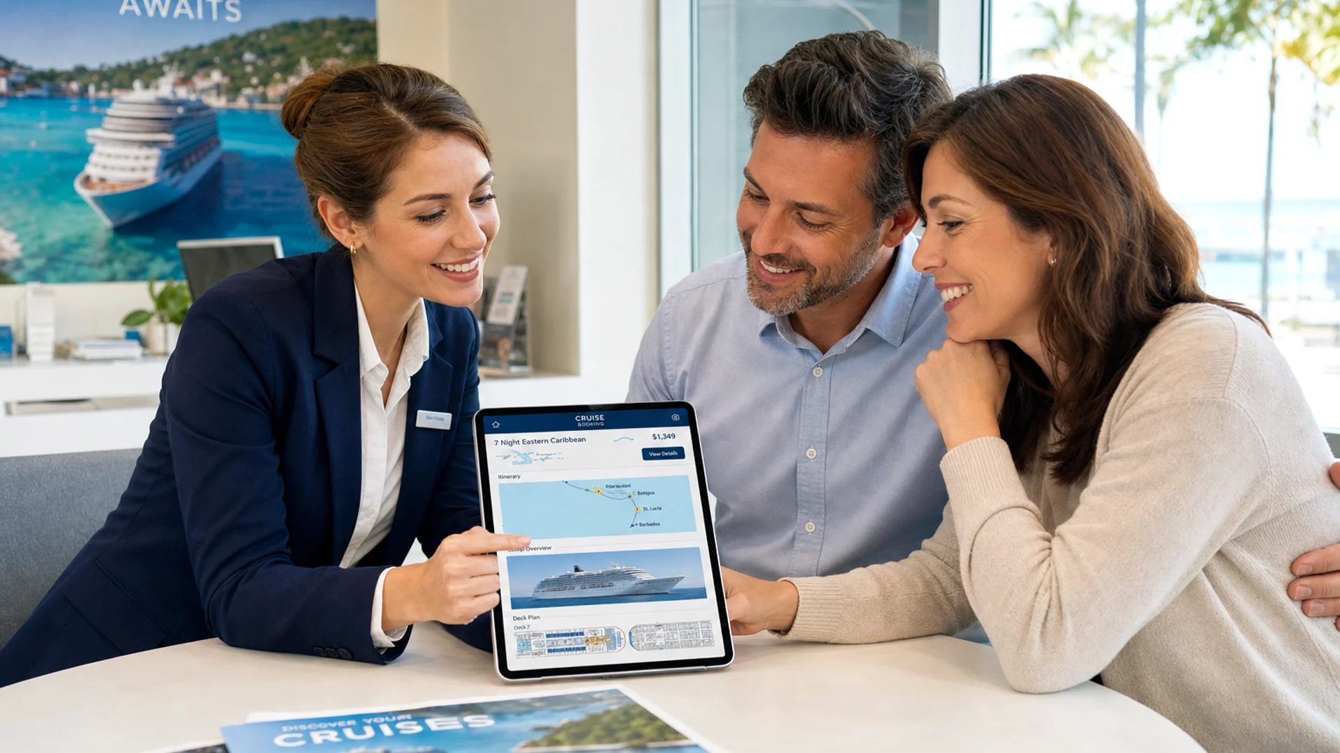 Dubai travel technology team collaborating on a cruise booking platform with reservation and itinerary management tools