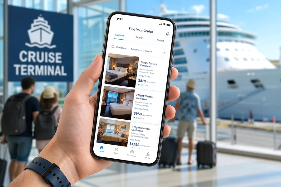 Cruise booking app development with cruise search package comparison cabin reservations and secure bookings