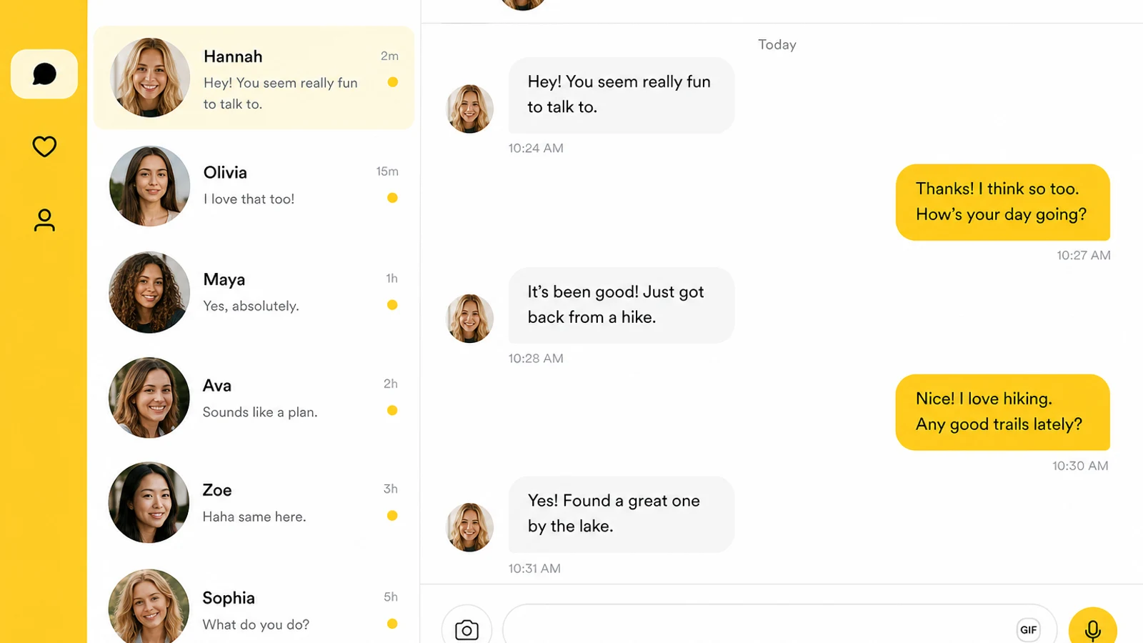 Bumble inspired dating app preview