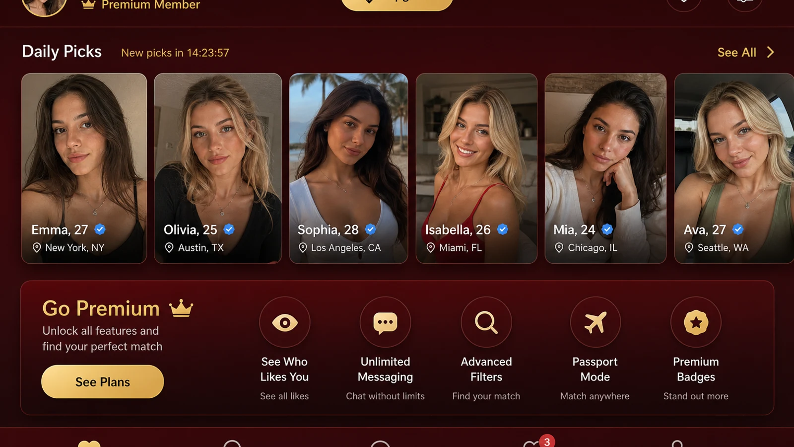 Match inspired dating app preview