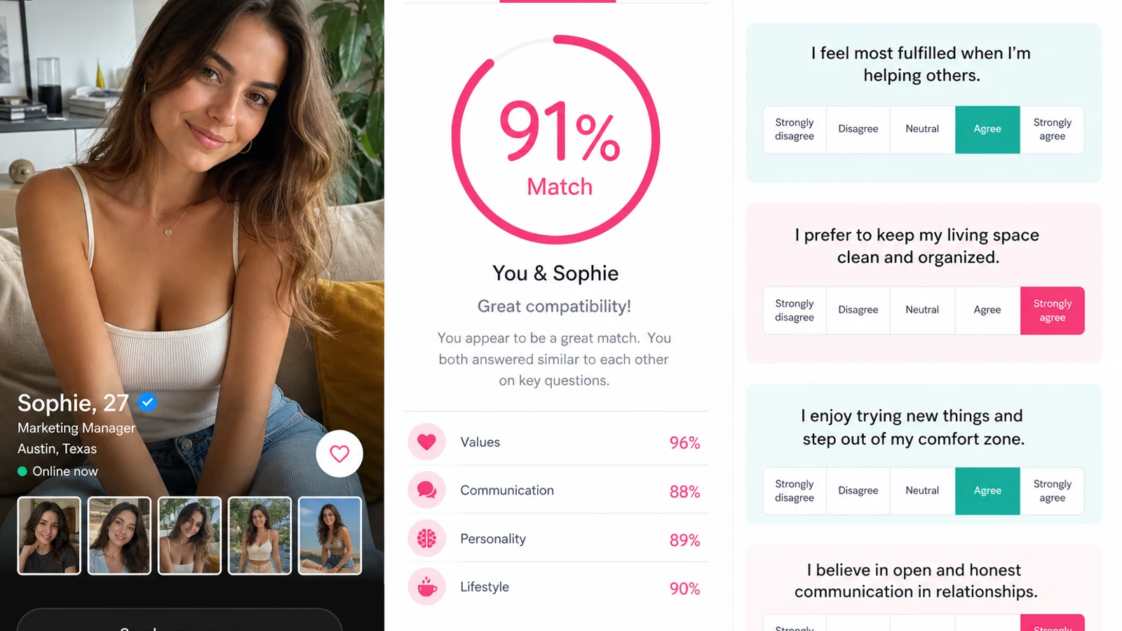 OkCupid inspired dating app preview