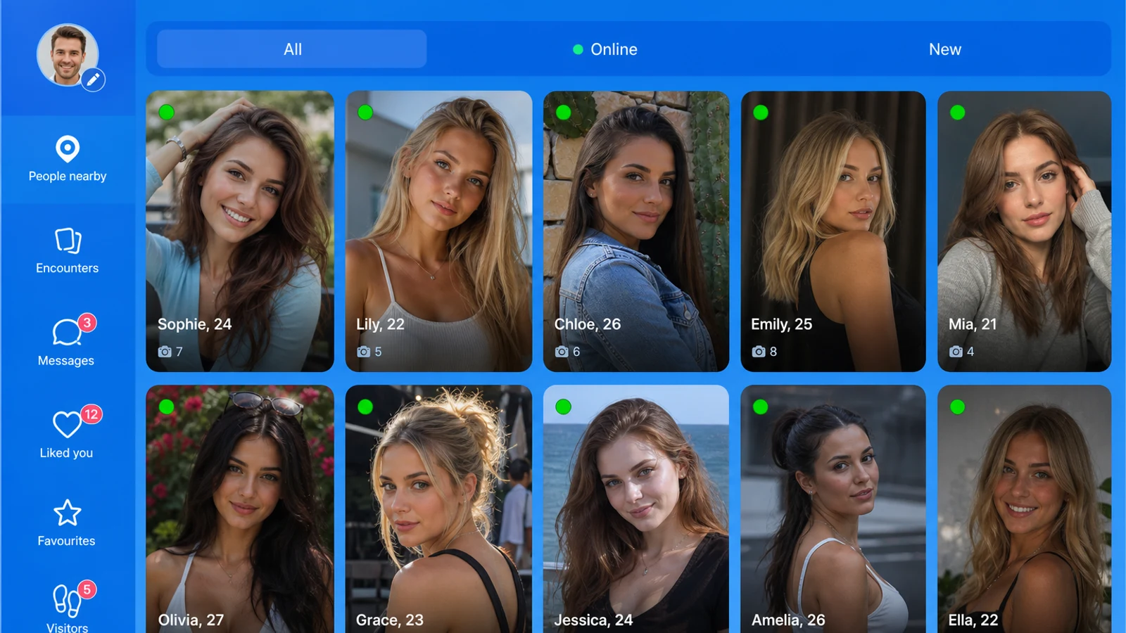 Badoo inspired swipe dating app preview
