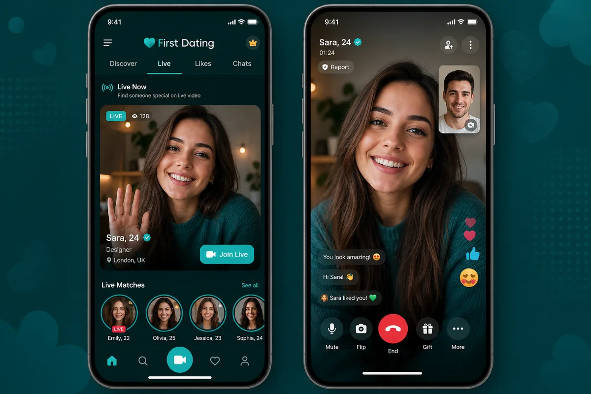 Video first dating app with live introductions and virtual date experiences on mobile