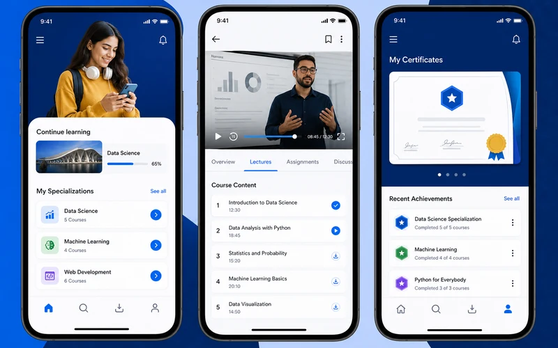 Coursera inspired education app app preview
