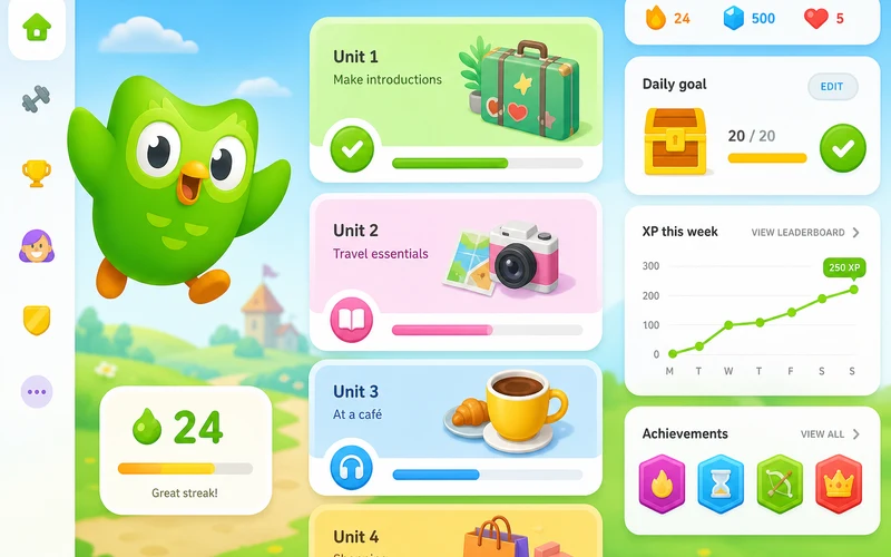 Duolingo inspired education app app preview