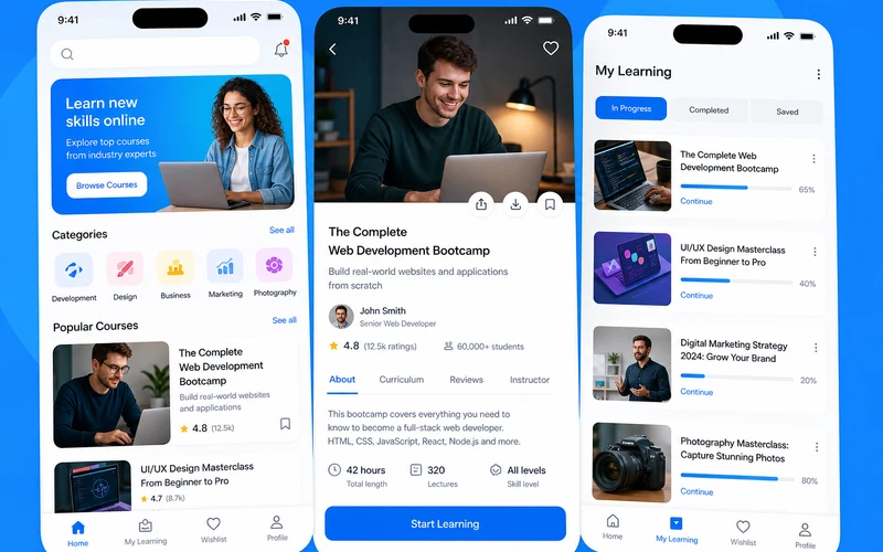 Udemy inspired education app app preview