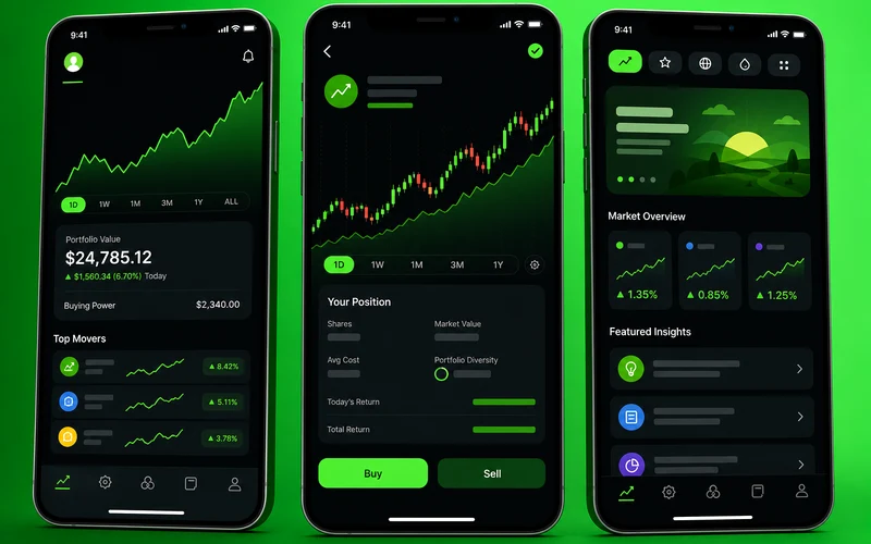 Robinhood inspired fintech app preview