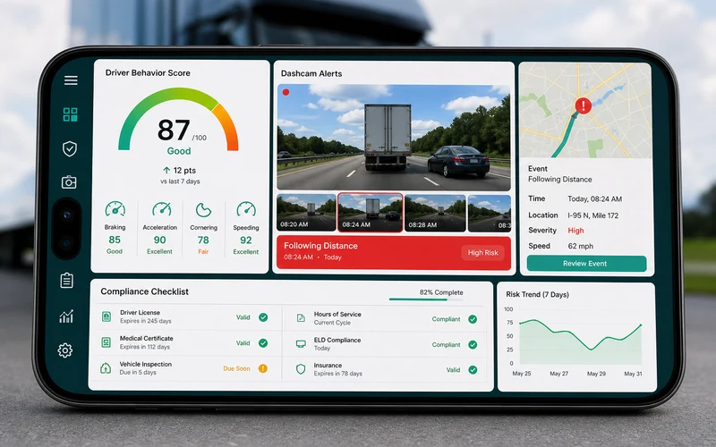 Motive inspired fleet management app preview