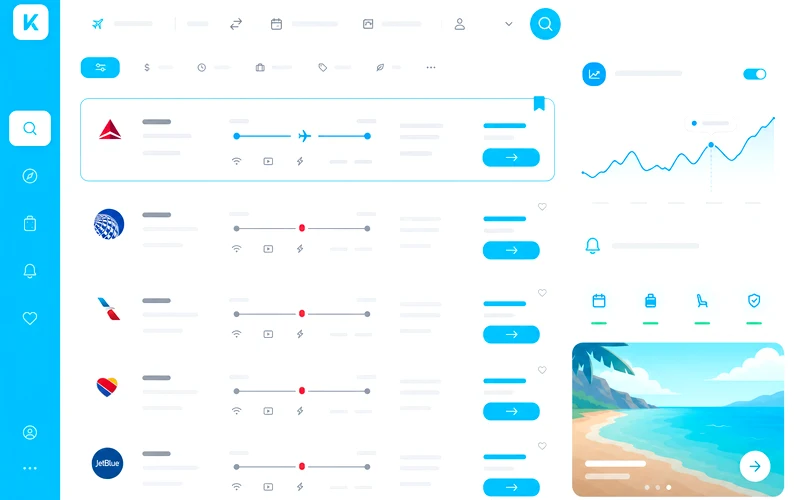 Kayak inspired flight booking app preview