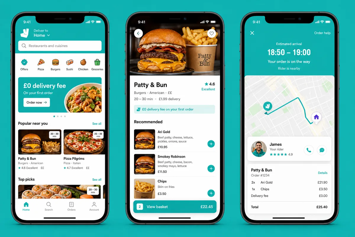 Deliveroo inspired food delivery app preview