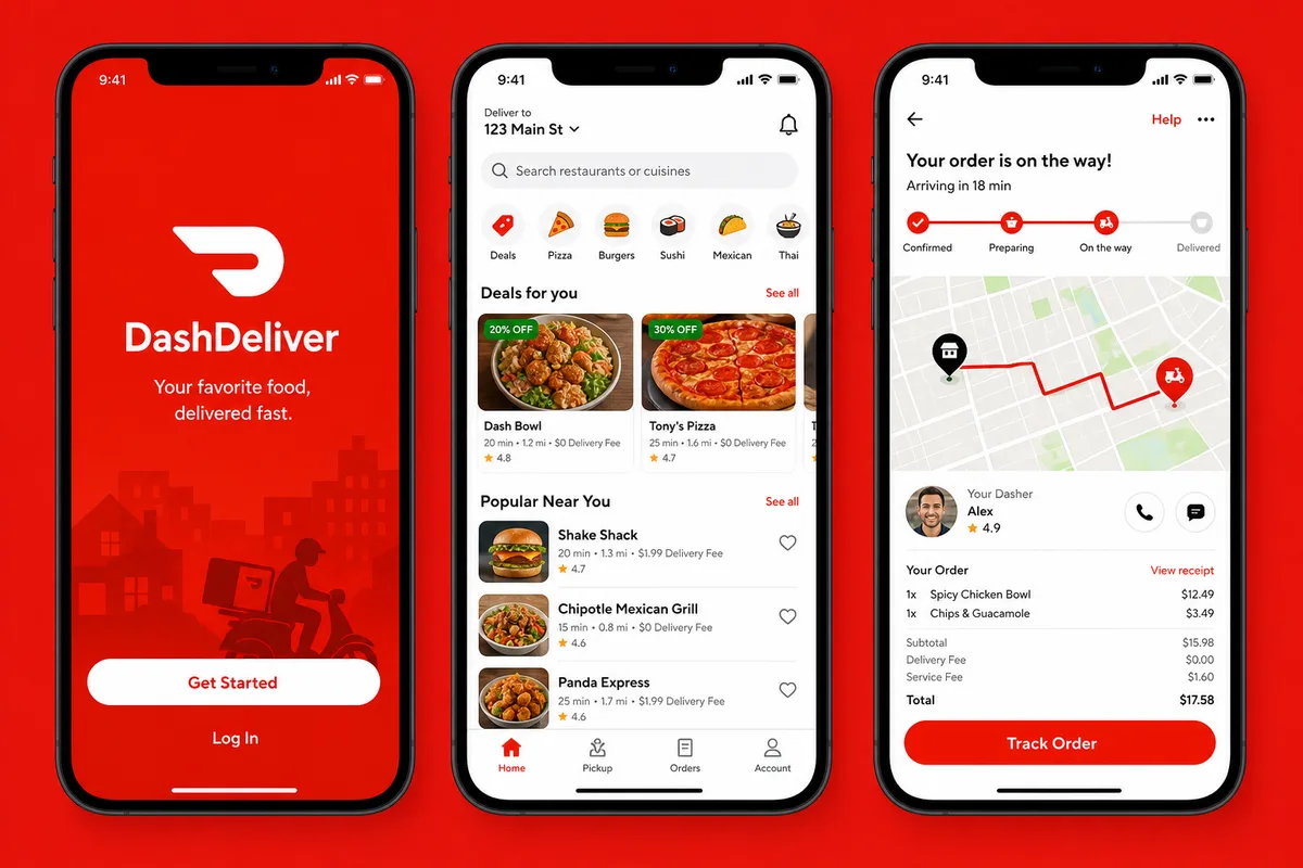 DoorDash inspired food delivery app preview