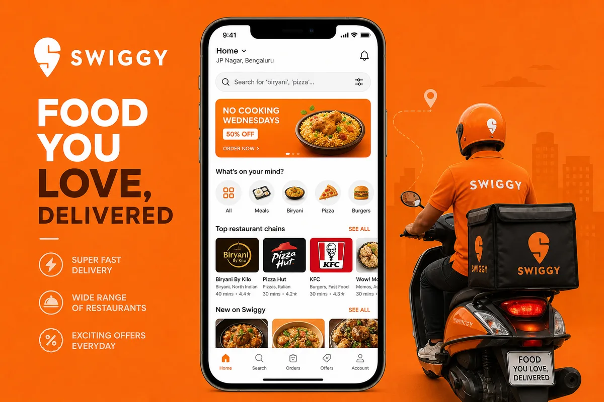 Swiggy inspired food delivery app preview