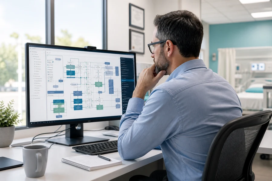 Custom hospital management software with patient management department automation and role-based dashboards