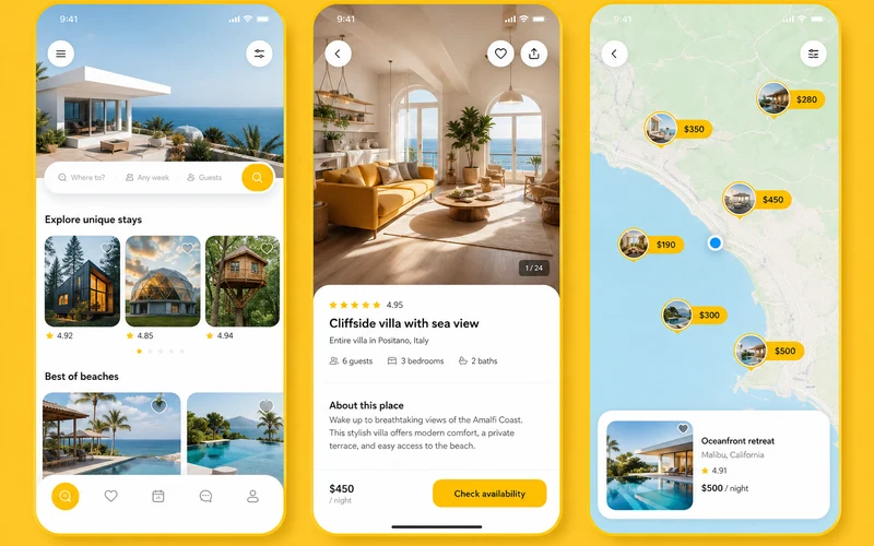 Airbnb inspired hotel booking app preview