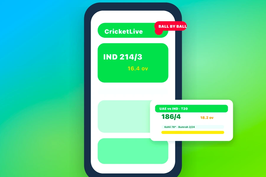 Live cricket score app development with ball by ball commentary and scorecards