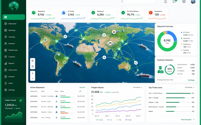 Flexport inspired logistics software app preview