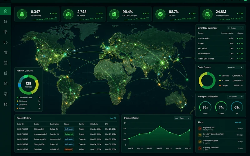 Oracle Logistics Cloud inspired logistics software app preview