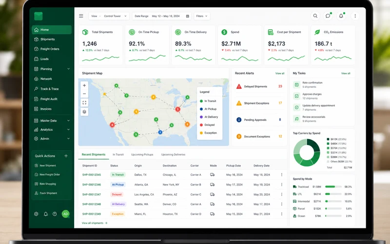 SAP Transportation Management inspired logistics software app preview