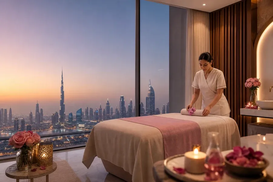 Dubai Wellness inspired massage booking app preview