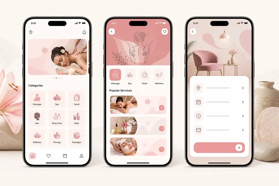 ServiceMarket inspired massage booking app preview