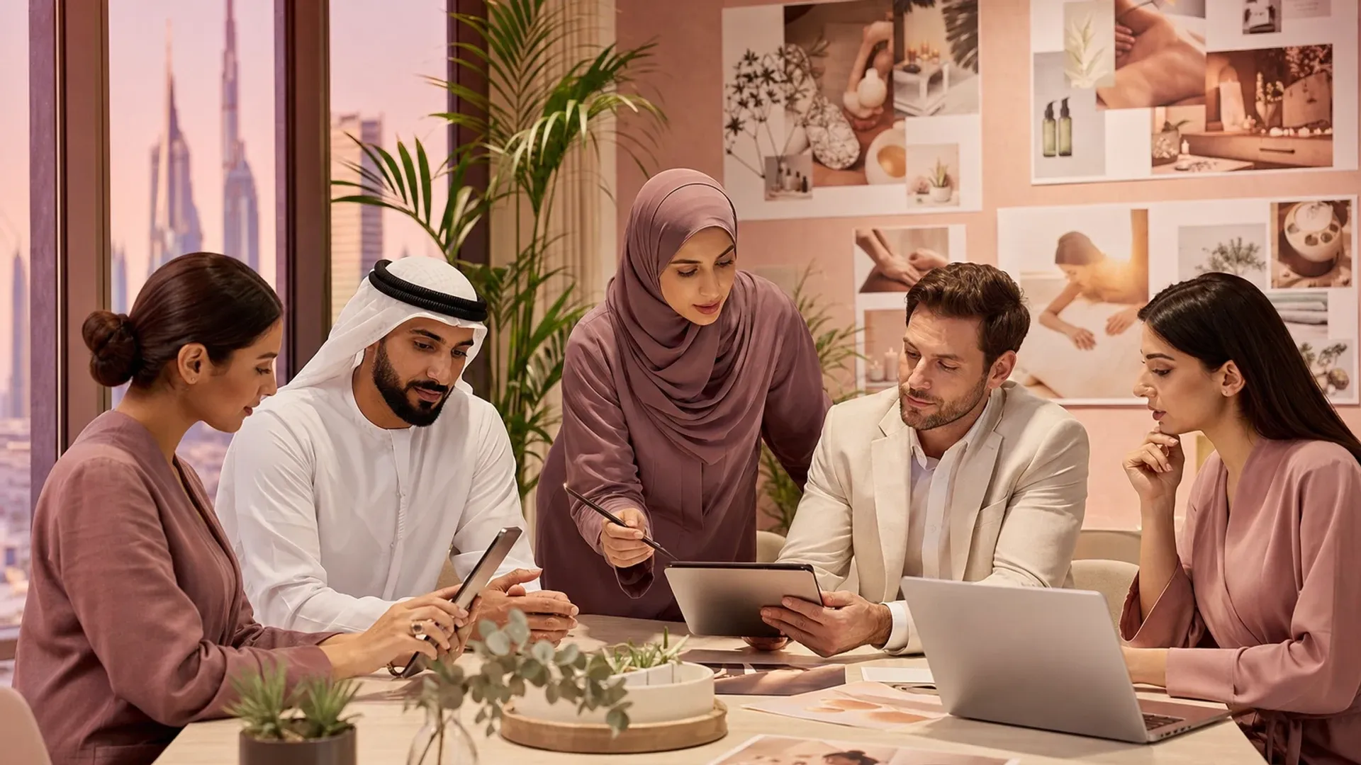 Dubai wellness technology team collaborating on a massage booking platform with therapist scheduling and appointment management tools