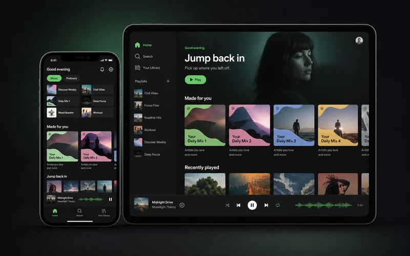 Spotify inspired music streaming app preview